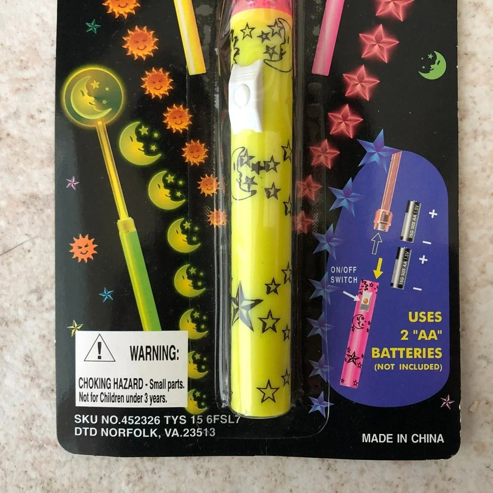 Lot of 4 Vintage Moon Light Up Wands New in Package Pink Yellow